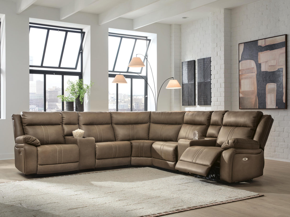 Furniture City Biloxi - Ashley Furniture - Max-Momentum Sectional - 7-Piece Power Reclining Sectional with Audio Consoles - PC82305S8