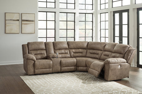 Furniture City Biloxi - Ashley Furniture - Ravenel Sectional - 4-Piece Power Reclining Sectional / Fossil - 83106S3