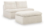 Furniture City Biloxi - Ashley Furniture - Fannin Sectional - 2 Armless Chairs w/Otto (3/CN) / Ivory - PC8430431