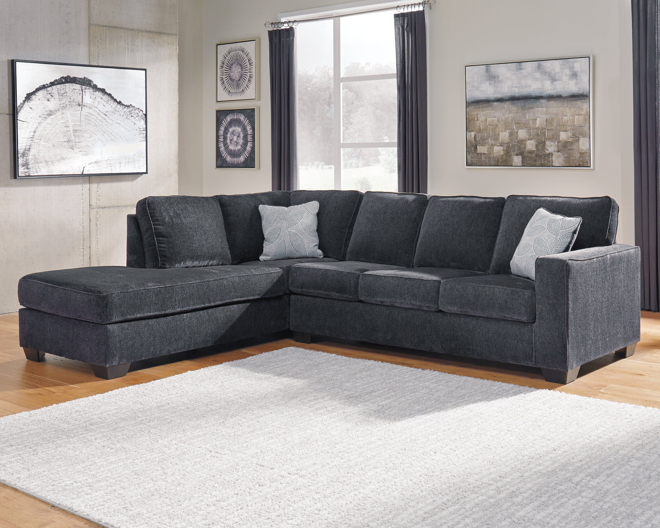 Furniture City Biloxi - Ashley Furniture - Altari Sectional - RAF 2-Piece Sectional with Chaise / Slate - 87213S1