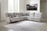 Furniture City Biloxi - Ashley Furniture - Acklen Place Sectional - 6-Piece Power Reclining Sectional / Pewter - 93605S9