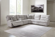 Furniture City Biloxi - Ashley Furniture - Acklen Place Sectional - 6-Piece Power Reclining Sectional / Pewter - 93605S9