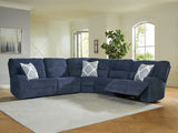 Furniture City Biloxi - Ashley Furniture - Acklen Place Sectional - 5-Piece Power Reclining Sectional / Navy - 93607S3