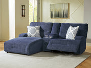 Furniture City Biloxi - Ashley Furniture - Acklen Place Sectional - 3-Piece Power Reclining Sectional Sofa with Chaise / Navy - 93607S5