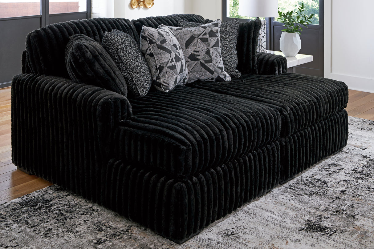 Furniture City Biloxi - Ashley Furniture - Midnight-Madness Sectional - RAF Super Chaise / Onyx - 98103S8