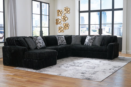 Furniture City Biloxi - Ashley Furniture - Midnight-Madness Sectional - LAF 3-Piece Sectional with Chaise / Onyx - 98103S9