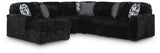 Furniture City Biloxi - Ashley Furniture - Midnight-Madness Sectional - RAF 5-Piece Sectional with Chaise / Onyx - 98103S21