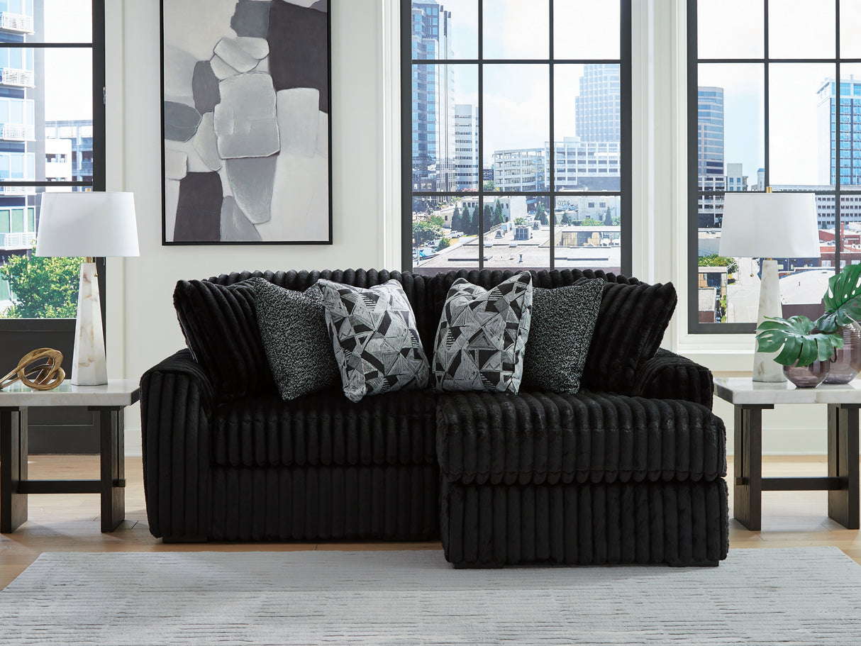 Furniture City Biloxi - Ashley Furniture - Midnight-Madness Sectional - RAF 2-Piece Sectional with Chaise / Onyx - 98103S14