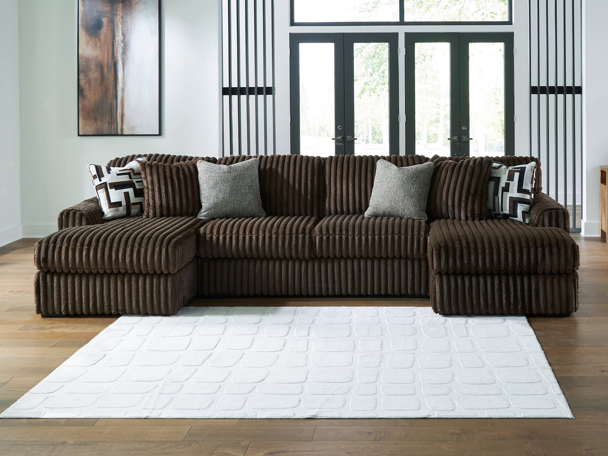 Furniture City Biloxi - Ashley Furniture - Midnight-Madness Sectional - RAF 3-Piece Sectional with Chaise / Chocolate - 98104S5