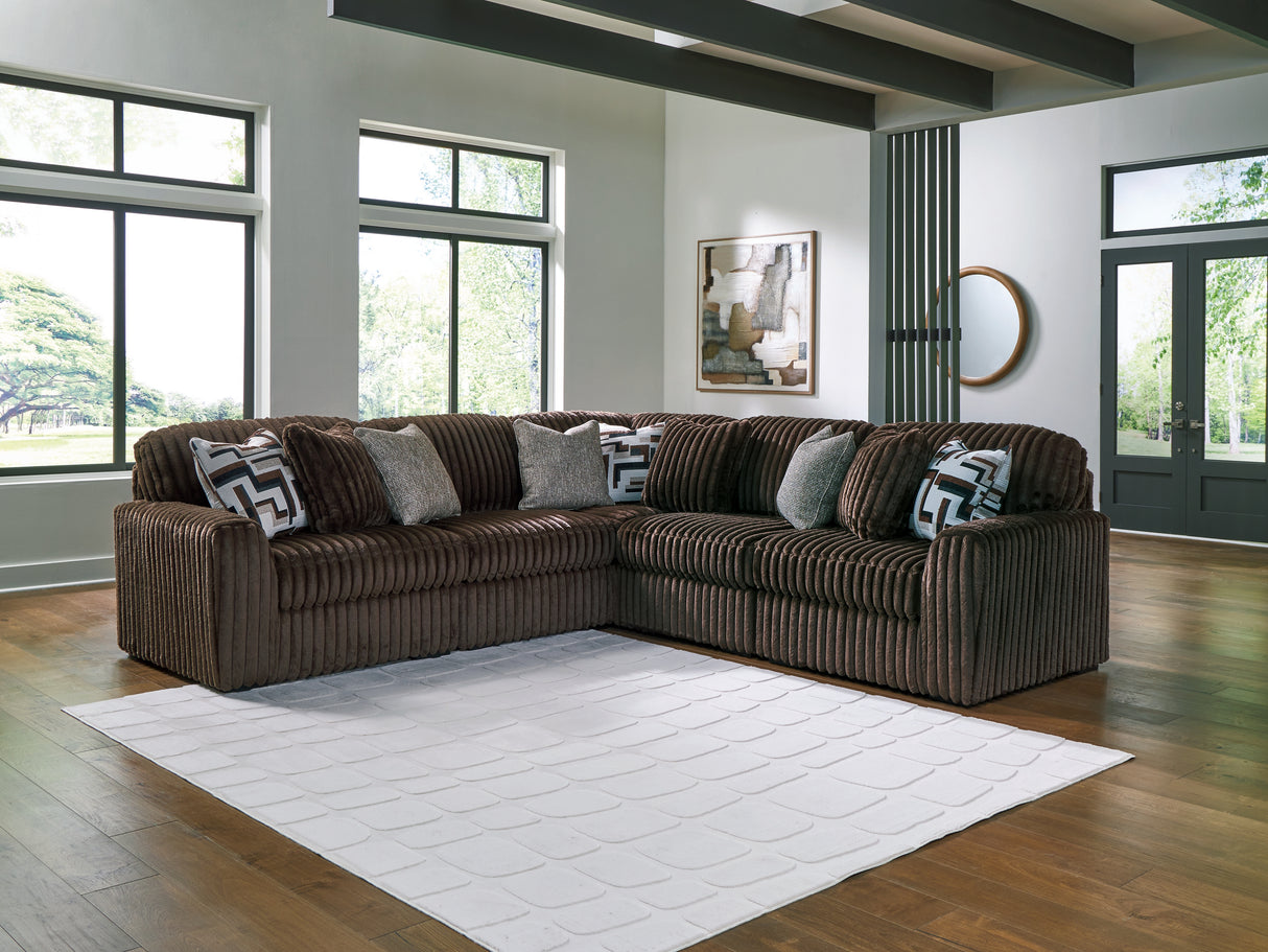 Furniture City Biloxi - Ashley Furniture - Midnight-Madness Sectional - RAF 5-Piece Sectional / Chocolate - 98104S26