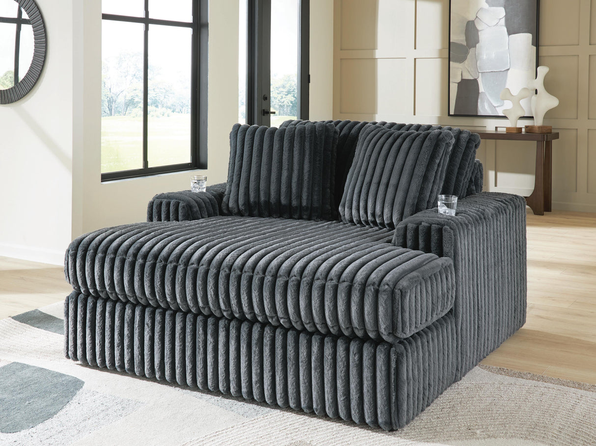 Furniture City Biloxi - Ashley Furniture - Midnight-Madness Living Room - Oversized Chaise / Gunmetal - 9810515