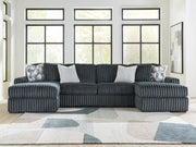 Furniture City Biloxi - Ashley Furniture - Midnight-Madness Sectional - RAF 3-Piece Double Chaise Sectional / Gunmetal - 98105S7