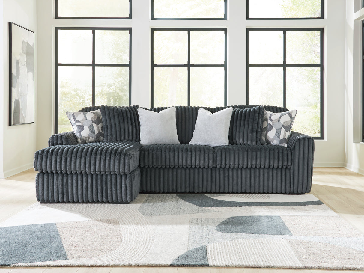Furniture City Biloxi - Ashley Furniture - Midnight-Madness Sectional - RAF 2-Piece Sectional Sofa Chaise / Gunmetal - 98105S4