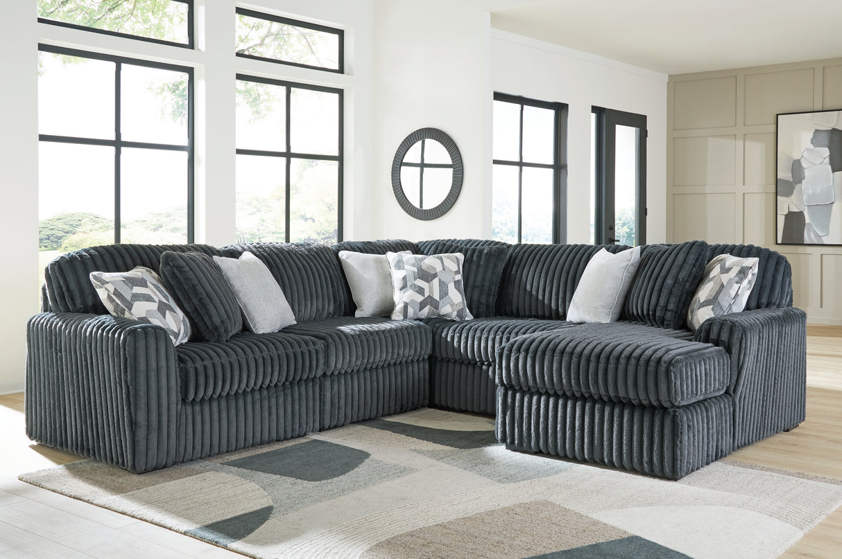 Furniture City Biloxi - Ashley Furniture - Midnight-Madness Sectional - RAF 5-Piece Sectional with Chaise / Gunmetal - 98105S23