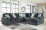 Furniture City Biloxi - Ashley Furniture - Midnight-Madness Sectional - RAF 5-Piece Sectional with Chaise / Gunmetal - 98105S23