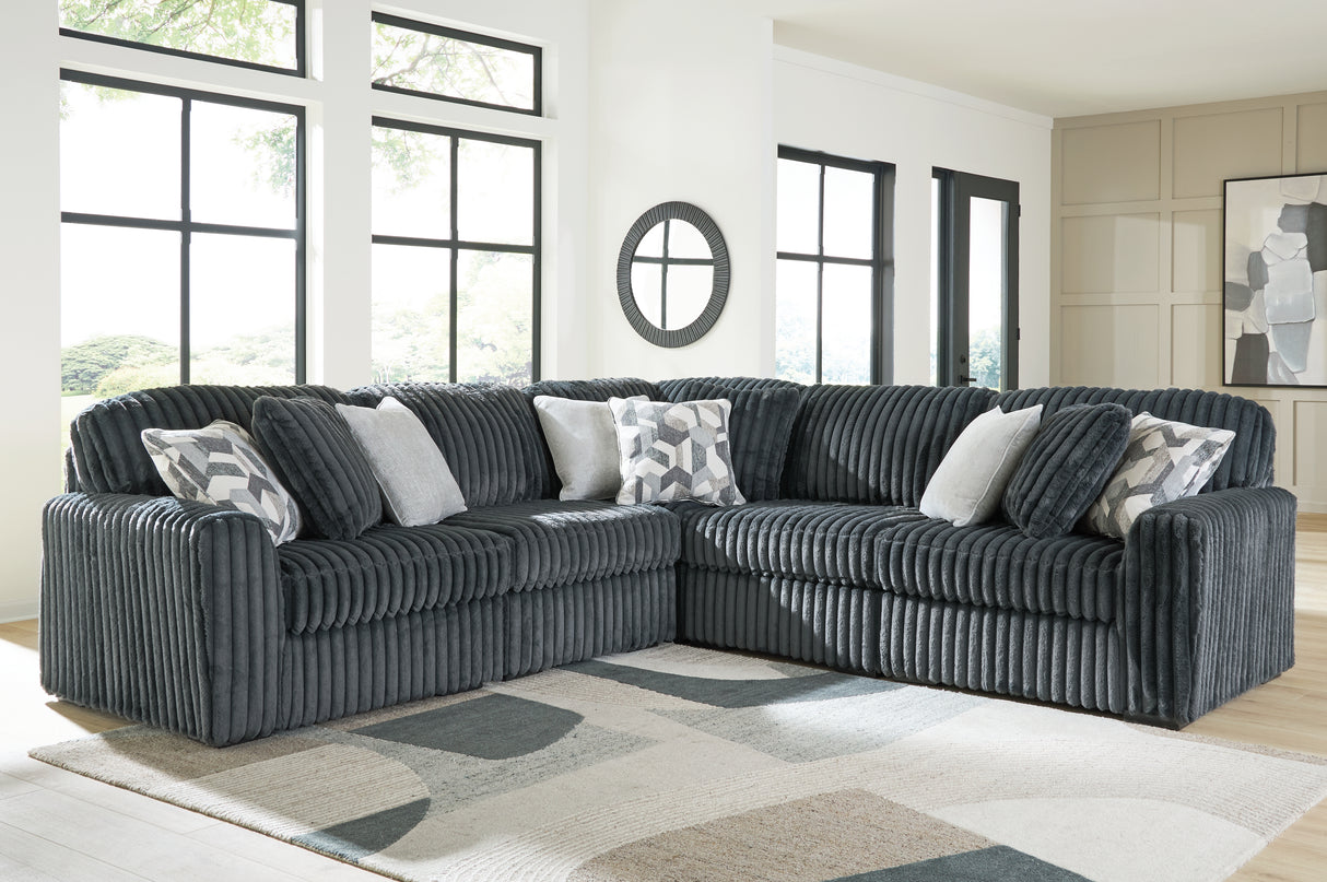 Furniture City Biloxi - Ashley Furniture - Midnight-Madness Sectional - RAF 5-Piece Sectional / Gunmetal - 98105S27