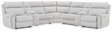 Furniture City Biloxi - Ashley Furniture - Social Pointe Sectional - 7-Piece Reclining Sectional with Storage Consoles / Pearl/Ash - PC98802S34