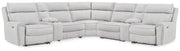 Furniture City Biloxi - Ashley Furniture - Social Pointe Sectional - 7-Piece Reclining Sectional with Storage Consoles / Pearl/Ash - PC98802S34