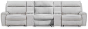Furniture City Biloxi - Ashley Furniture - Social Pointe Sectional - 5-Piece Reclining Sectional with Storage Consoles / Pearl/Ash - PC98802S39