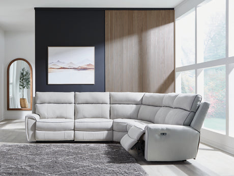 Furniture City Biloxi - Ashley Furniture - Social Pointe Sectional - 5-Piece Power Reclining Sectional / Pearl/Ash - PC98802S8