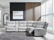 Furniture City Biloxi - Ashley Furniture - Social Pointe Sectional - 6-Piece Power Reclining Sectional / Pearl/Ash - PC98802S10