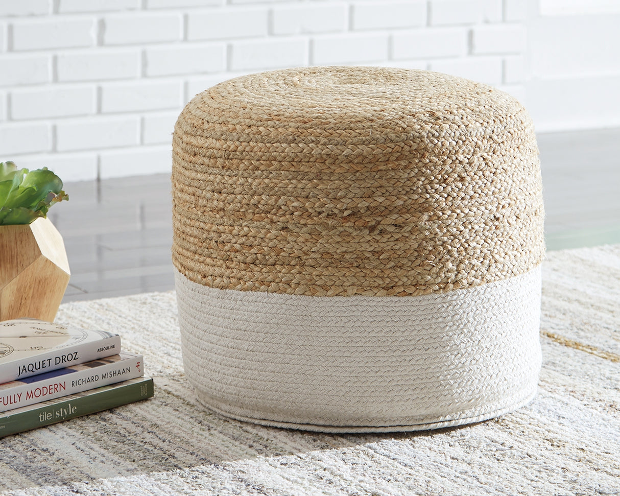 Furniture City Biloxi - Ashley Furniture - Sweed Valley Pouf - Pouf / Natural/Black - A1000422