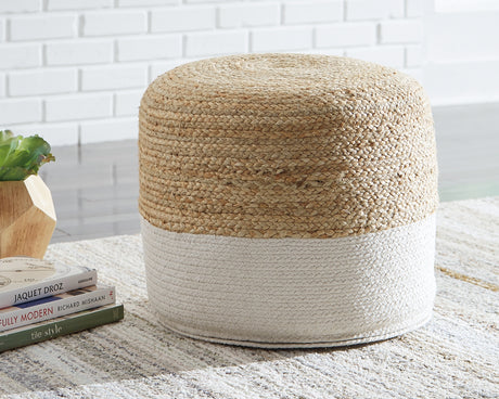 Furniture City Biloxi - Ashley Furniture - Sweed Valley Pouf - Pouf / Natural/Black - A1000422