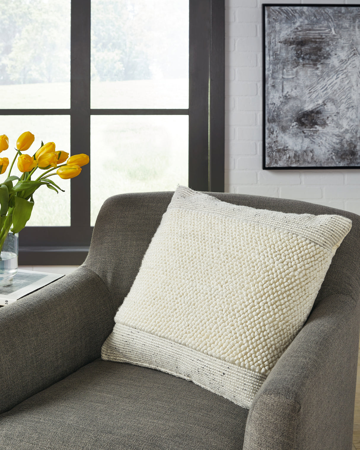 Furniture City Biloxi - Ashley Furniture - Rowcher Pillows - Pillow / Gray/White - A1001004P