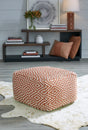 Furniture City Biloxi - Ashley Furniture - Brynnsen Pouf - Pouf / Rust/Ivory - A1001056