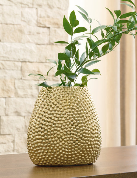 Furniture City Biloxi - Ashley Furniture - Efim Vase - Vase / Gold Finish - A2000575