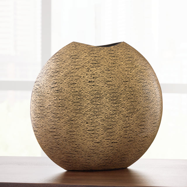 Furniture City Biloxi - Ashley Furniture - Iansboro Vase - Vase / Antique Gold Finish - A2000696