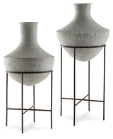Furniture City Biloxi - Ashley Furniture - Estonbank Vase - Vase Set / Distressed Cream - A2000747A1