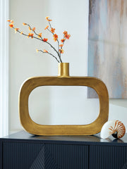 Furniture City Biloxi - Ashley Furniture - Lawtonville Vase - Vase / Antique Gold Finish - A2000751