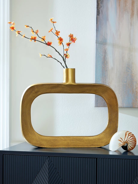 Furniture City Biloxi - Ashley Furniture - Lawtonville Vase - Vase / Antique Gold Finish - A2000751