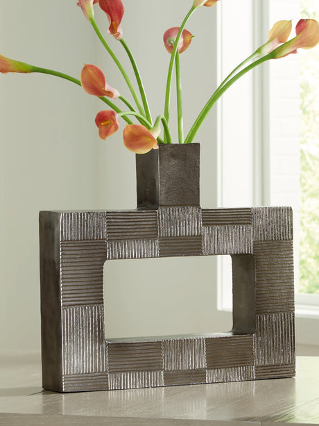 Furniture City Biloxi - Ashley Furniture - Wrengrove Vase - Vase / Antique Nickel Finish - A2000753