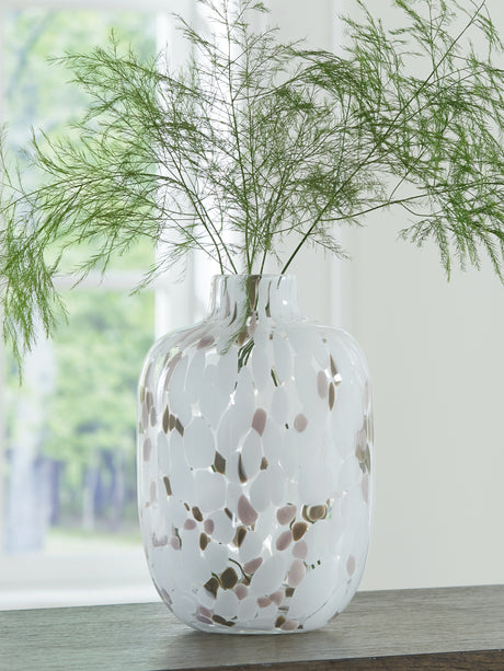 Furniture City Biloxi - Ashley Furniture - Keelton Vase - Vase / White/Taupe/Pink - A2000759
