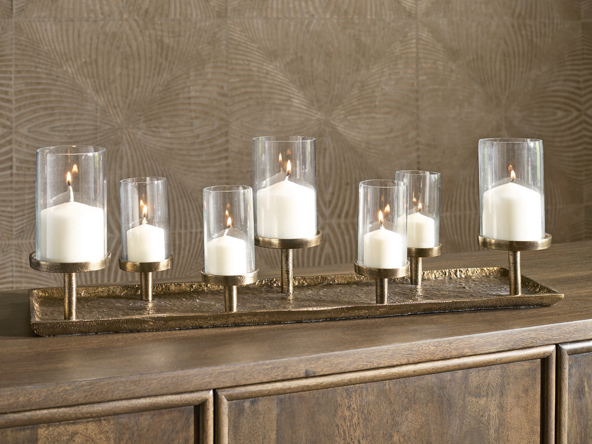 Furniture City Biloxi - Ashley Furniture - Wallmond Candle Holder - Candle Holder / Antique Brass Finish - A2000820