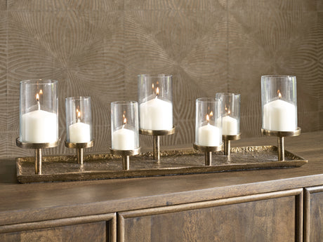 Furniture City Biloxi - Ashley Furniture - Wallmond Candle Holder - Candle Holder / Antique Brass Finish - A2000820