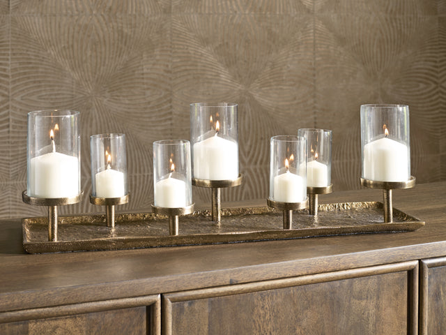 Furniture City Biloxi - Ashley Furniture - Wallmond Candle Holder - Candle Holder / Antique Brass Finish - A2000820