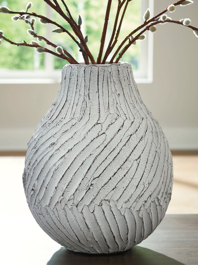 Furniture City Biloxi - Ashley Furniture - Shelvie Vase - Vase / Distressed White - A2000849