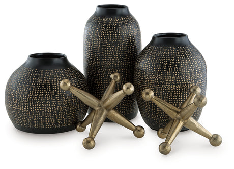 Furniture City Biloxi - Ashley Furniture - Vinburn Accessory Set (Set of 5) - Accessory Set (5/CN) / Black/Gold Finish - A2C00212
