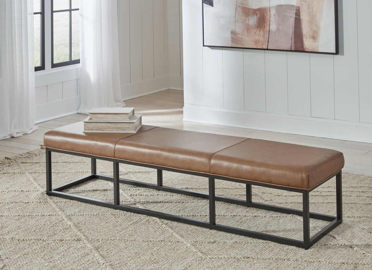 Furniture City Biloxi - Ashley Furniture - Joston Accent Bench - Accent Bench / Caramel / 71"W x 19"D x 16"H - A3000693