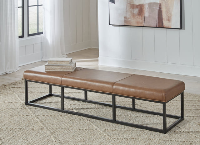 Furniture City Biloxi - Ashley Furniture - Joston Accent Bench - Accent Bench / Caramel / 71"W x 19"D x 16"H - A3000693