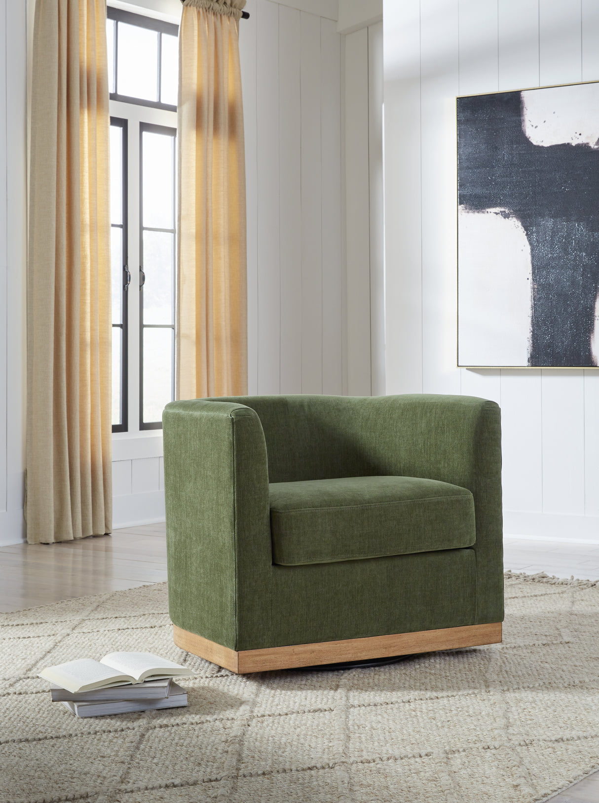 Furniture City Biloxi - Ashley Furniture - Jersonlow Swivel Accent Chair - Swivel Accent Chair / Forest Green - A3000696
