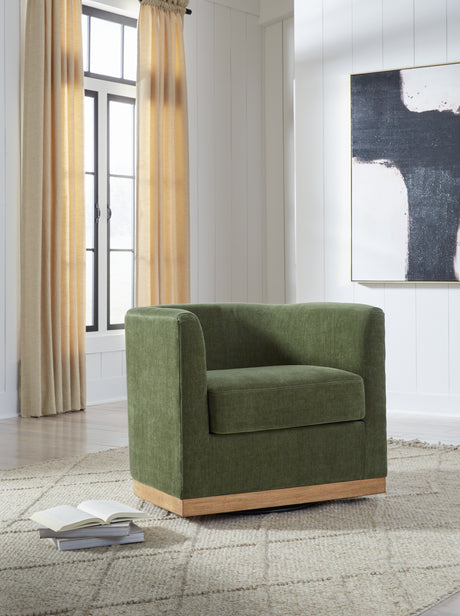 Furniture City Biloxi - Ashley Furniture - Jersonlow Swivel Accent Chair - Swivel Accent Chair / Forest Green - A3000696