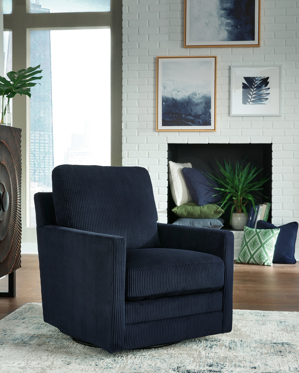 Furniture City Biloxi - Ashley Furniture - Icaman Swivel Accent Chair - Swivel Accent Chair / Navy - A3000727