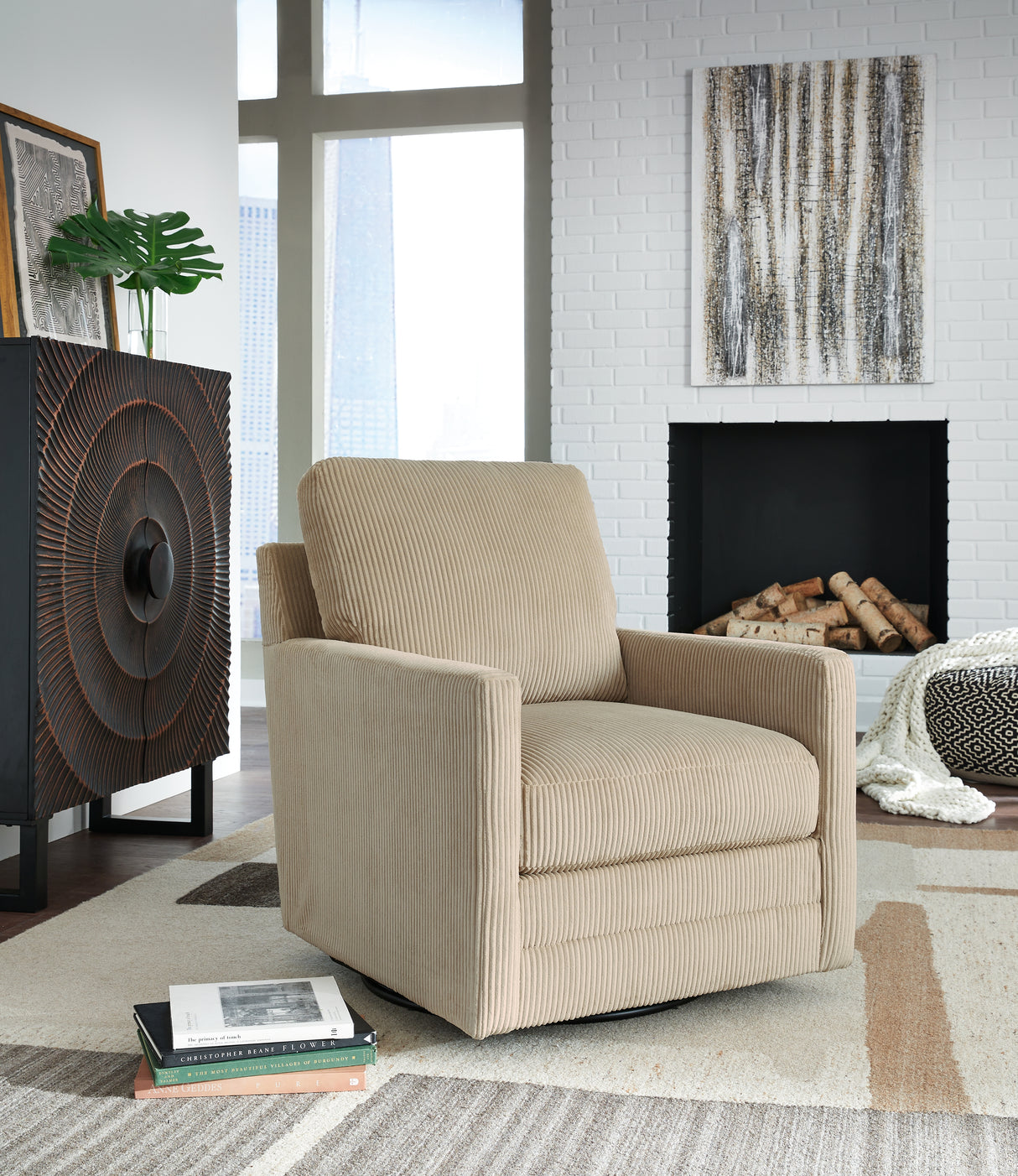 Furniture City Biloxi - Ashley Furniture - Icaman Swivel Accent Chair - Swivel Accent Chair / Sand - A3000728