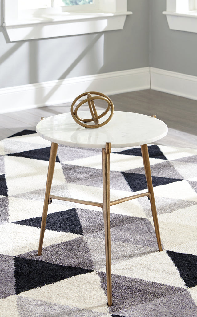 Furniture City Biloxi - Ashley Furniture - Chadton Accent Table - Accent Table / White/Gold Finish - A4000004