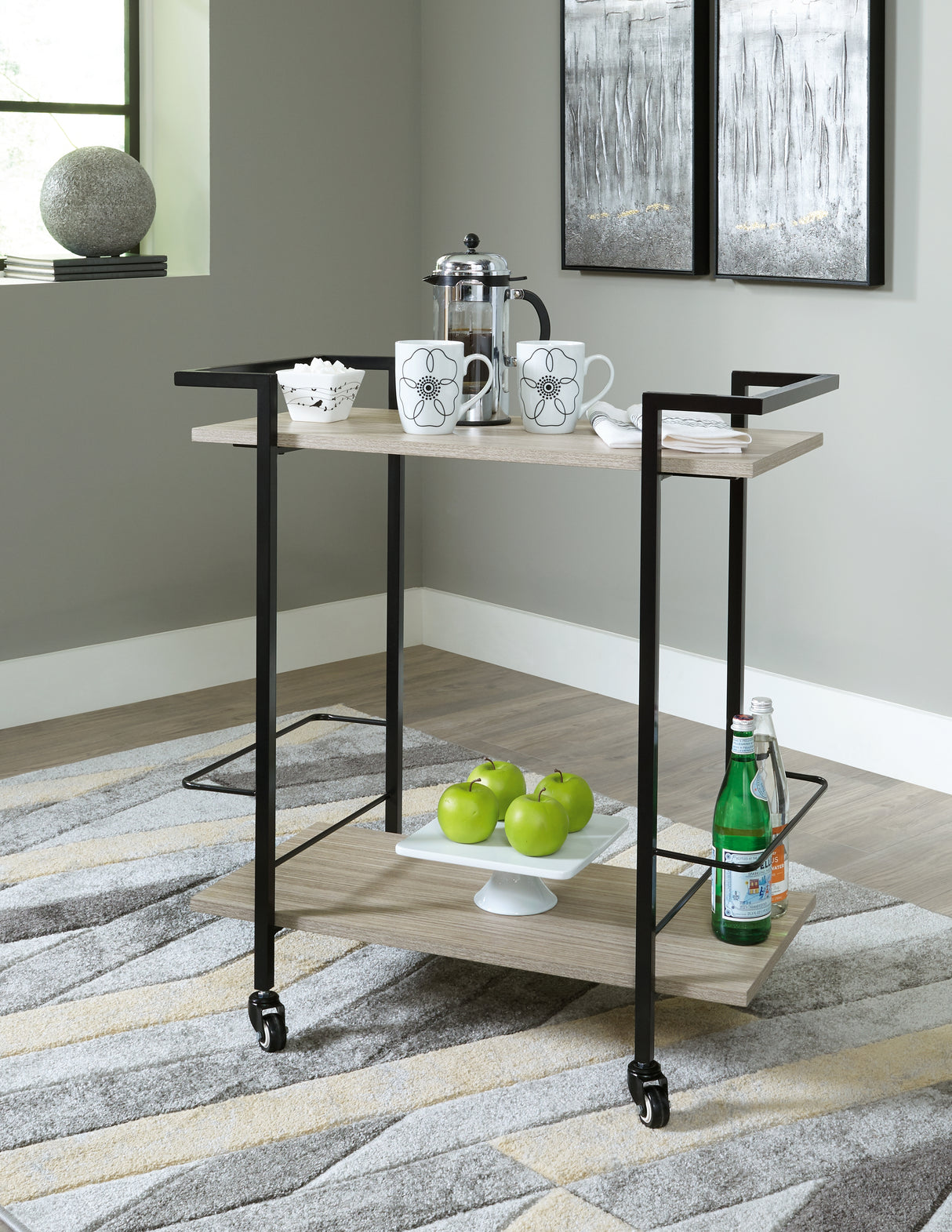 Furniture City Biloxi - Ashley Furniture - Waylowe Bar Cart - Bar Cart / Brown/Black - A4000389