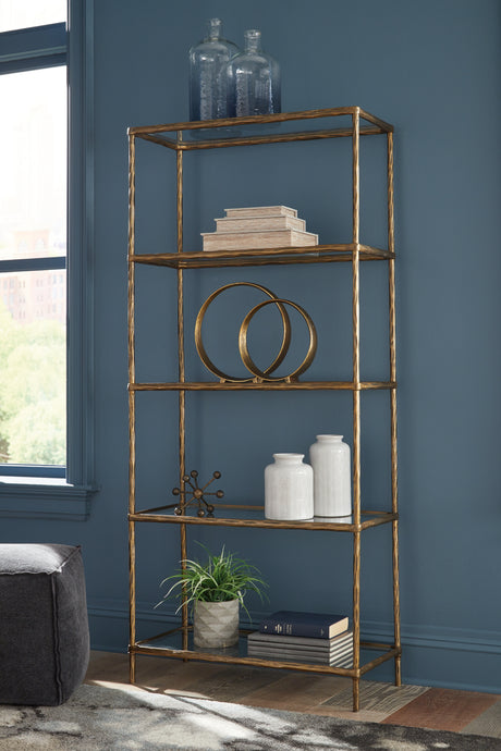 Furniture City Biloxi - Ashley Furniture - Ryandale Bookcase - Bookcase / Antique Brass Finish - A4000441